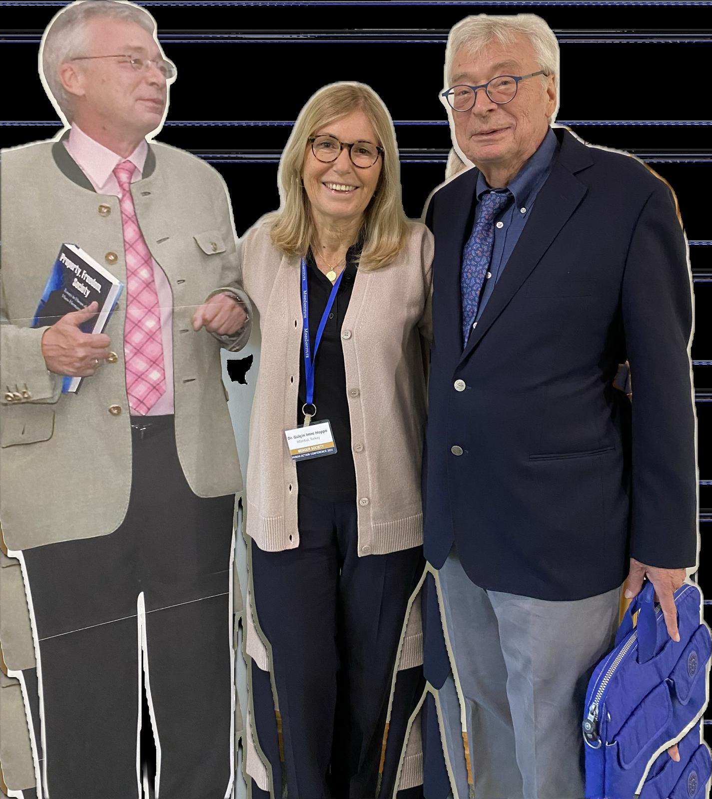 Hans Hoppe and Gülçin Imre Hoppe cardboard cutouts, Mises Institute