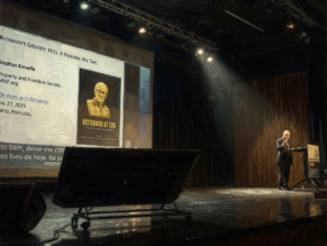 Rothbard Porto - Kinsella speaking - Beegarc AI Watercolor rendering