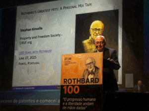 Rothbard Porto - Kinsella speaking - Beegarc AI Watercolor rendering