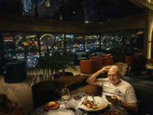 Rothbard Porto - Kinsella relaxing - Beegarc AI Watercolor rendering